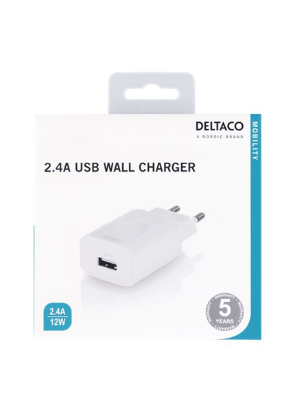 DELTACO USB-AC149, 1x USB A, Nabíjačka, biela DELTACO USB-AC149, 1x USB A, Nabíjačka, biela