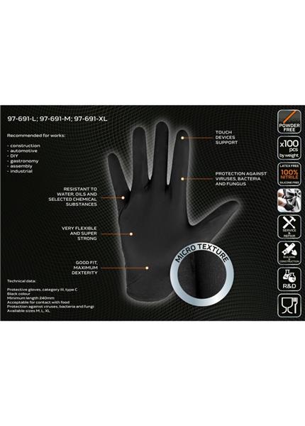 NEO 97-691-XL Nitrilové rukavice, čierne, XL 100ks NEO 97-691-XL Nitrilové rukavice, čierne, XL 100ks